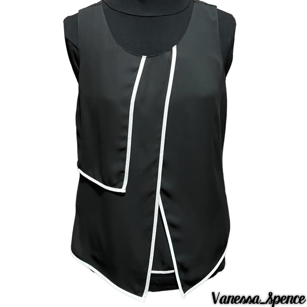 Joseph Ribkoff Black White Sleeveless Blouse